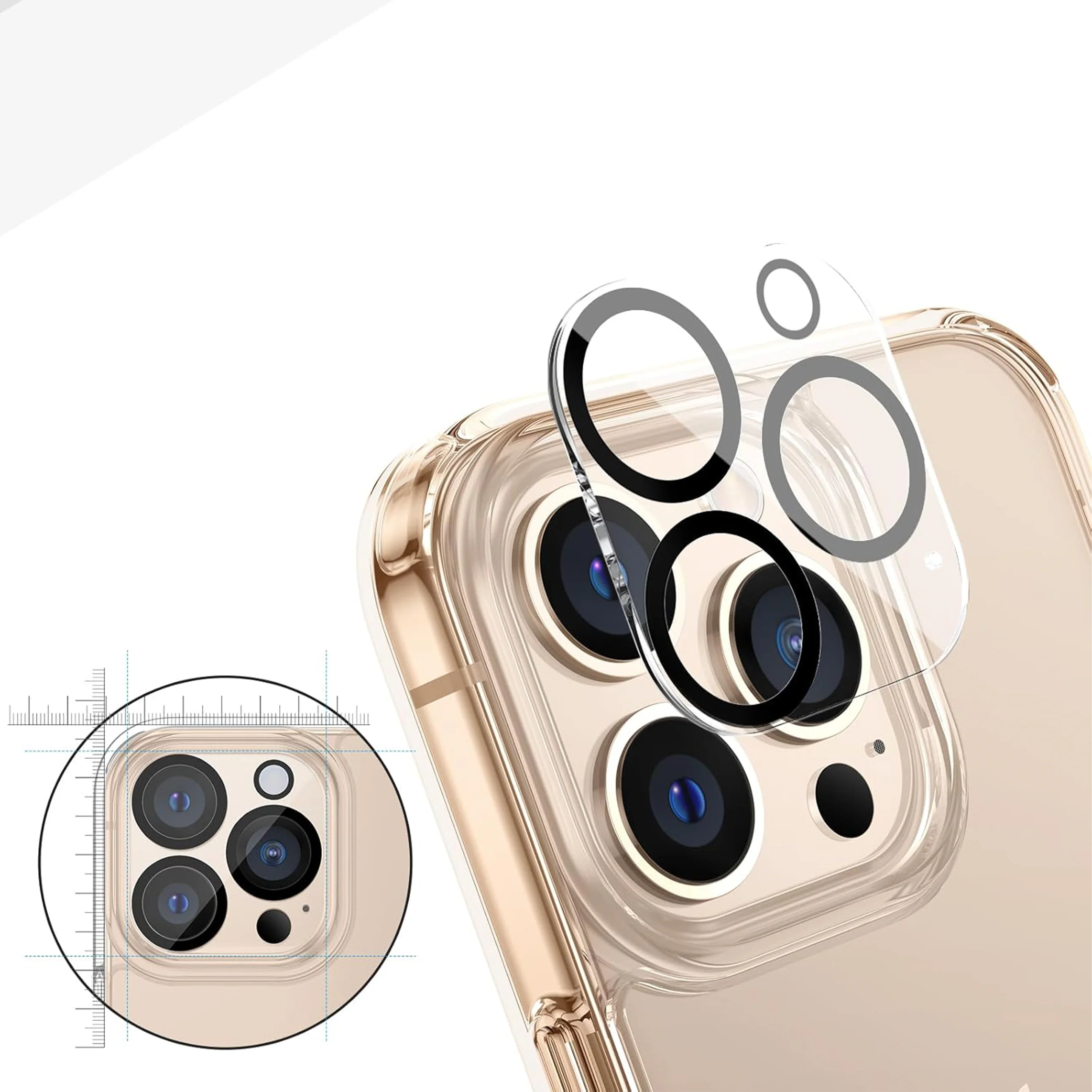 1 Juego de cristal para lente de cámara para IPhone 13, 14, 15, 16, 17 Pro Max, película protectora de pantalla para lente de cámara para IPhone 17 16 Pro - imagen 4