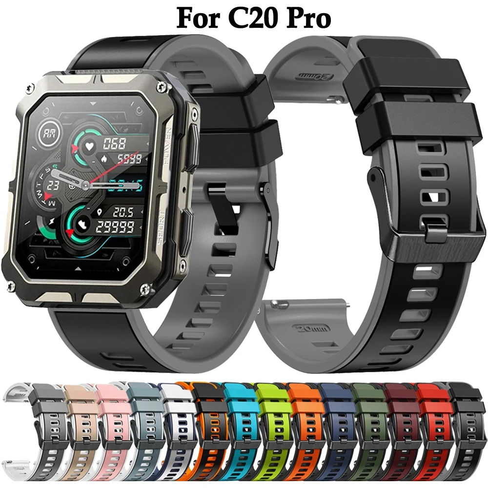 Correa para reloj inteligente C20 Pro de 22mm, accesorios, pulsera para reloj C20 Pro, pulsera de silicona