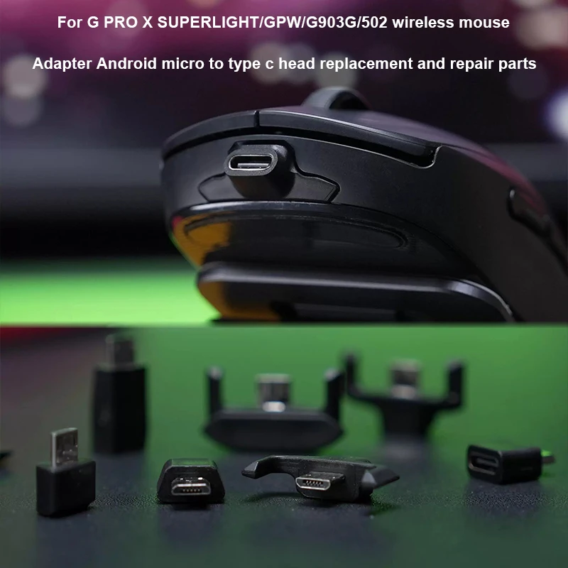 Para G PRO X SUPERLIGHT/GPW/G903/G502 adaptador universal de ratón inalámbrico/G703 Android micro a tipo c piezas de repuesto de cabezal - imagen 2