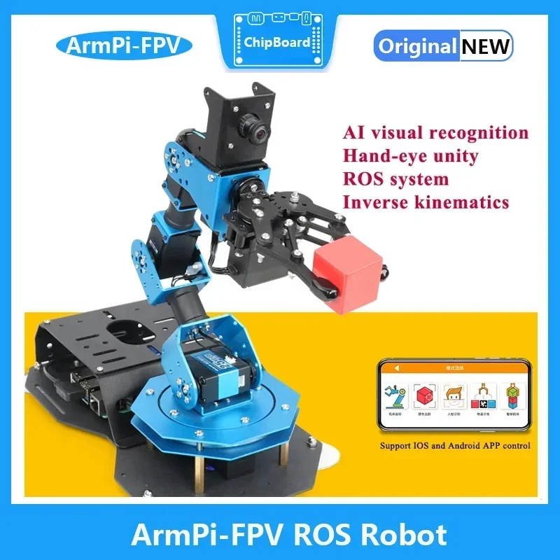 A-rmPi-FPV ROS Manipulador robótico A-rm Raspberry Pi AI Reconocimiento visual Kit de robot de programación Python de código abierto