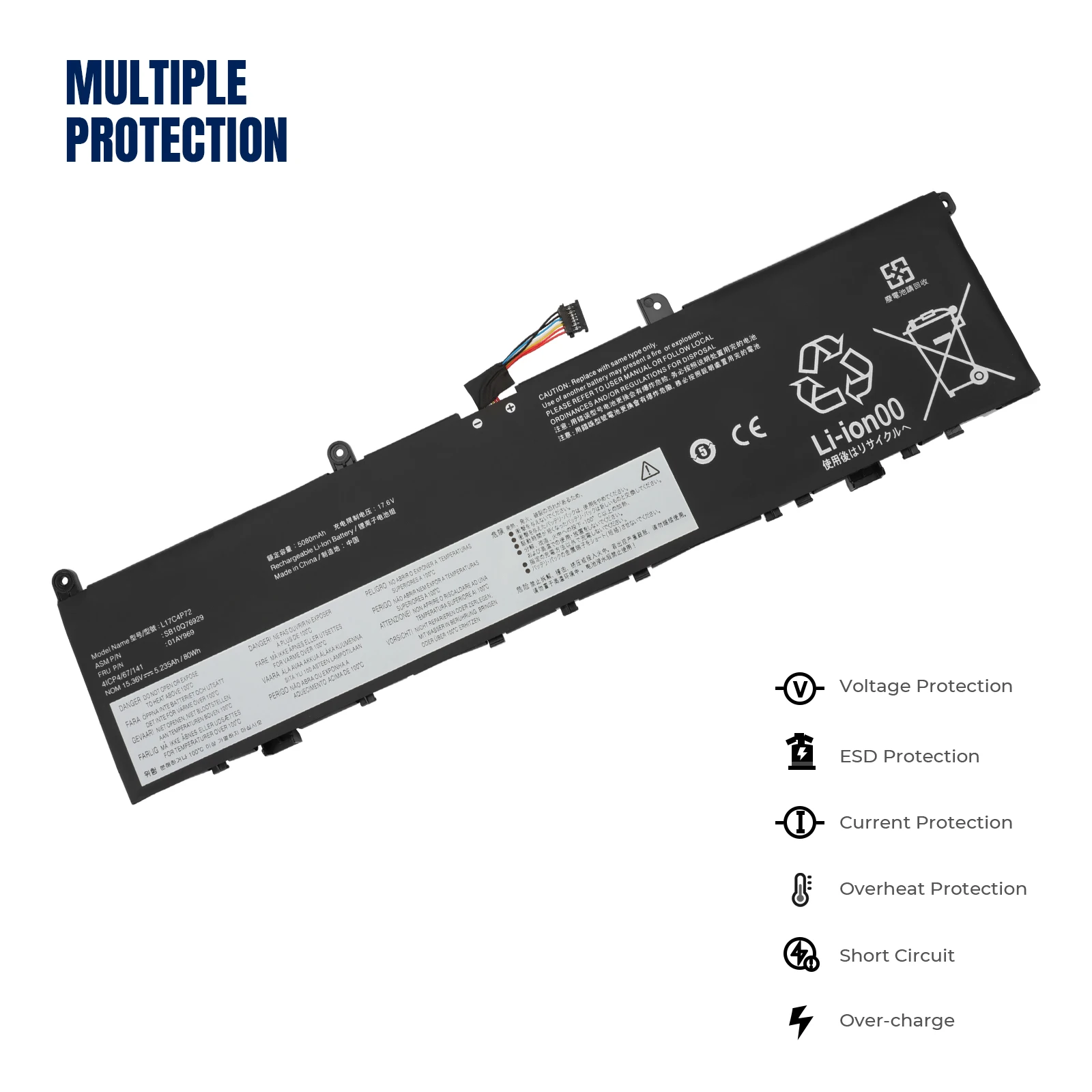 YOOFAN0-batería para ordenador portátil, pila para Lenovo ThinkPad P1 GEN2-20QT 20MD,X1 EXTREME-20MG 01AY969 01AY968, L17M4P72 L17C4P72 01YU911 - imagen 2