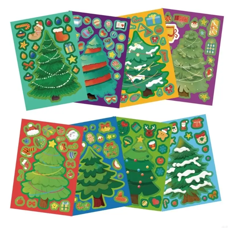 462E 24 pegatinas rompecabezas árbol Navidad con temática navideña, calcomanías tabletas PVC, decoraciones - imagen 3