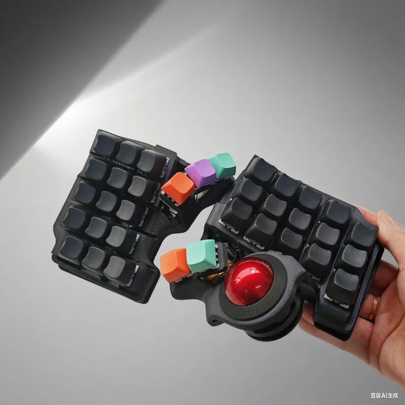 Kit de teclado dividido Charybdis Nano 3x5, Bluetooth personalizado, inalámbrico, modo Dual, compatible con ergonomía de intercambio en caliente, viene con Trackball rojo - imagen 2