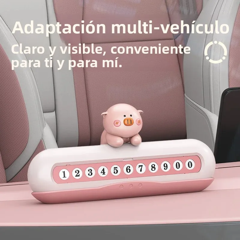 Placa de estacionamiento temporal para coche, letrero de teléfono, placa de número de teléfono, decoración de coche de dibujos animados, placa de número de teléfono, adorno para salpicadero - imagen 3