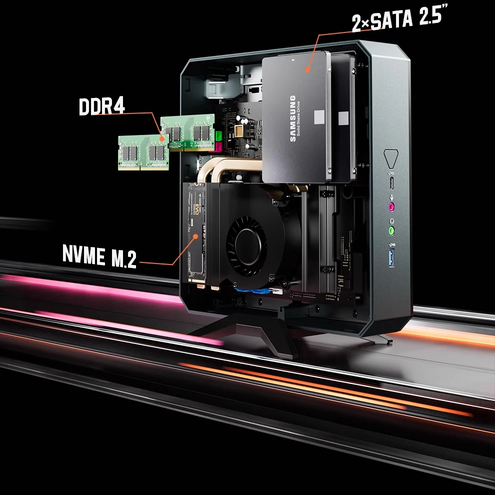 Mini PC dedicada para jugadores AMD Ryzen 9 5900HX RTX3060 RX 6600M RX 6500XT 2 * DDR4 M.2 NVMe SSD 2,5G LAN computadora de torre de escritorio WiFi6E - imagen 2