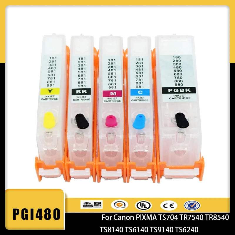Vilaxh PGI 480 PGI-480 CLI-481 PGI480 recarga de cartucho de tinta para Canon PIXMA TS704 TR7540 TR8540 TS8140 TS6140 TS9140 TS6240