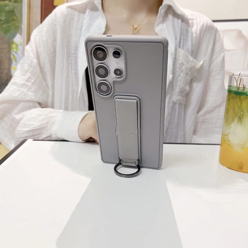Nueva funda de teléfono con anillo de soporte de empuje de Metal mate de Color sólido de lujo para Samsung S25 Ultra S23 S24 Ultra Plus cubierta trasera de parachoques - imagen 4