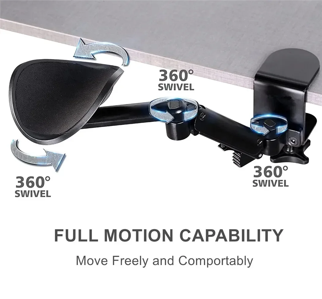 Reposabrazos giratorio ergonómico para escritorio de ordenador, soporte para brazo, alfombrilla de ratón de Metal ajustable, reposabrazos para muñeca, mesa con abrazadera para hombro y mano - imagen 5
