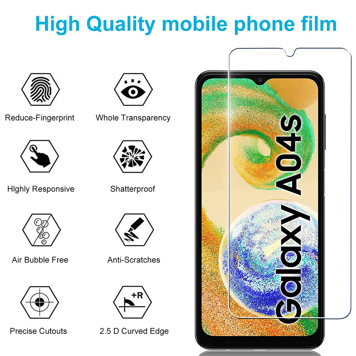Para Samsung Galaxy A04 A04S A04e A04 Core, película de vidrio templado 9H 2/4 Uds Protector de pantalla HD - imagen 3
