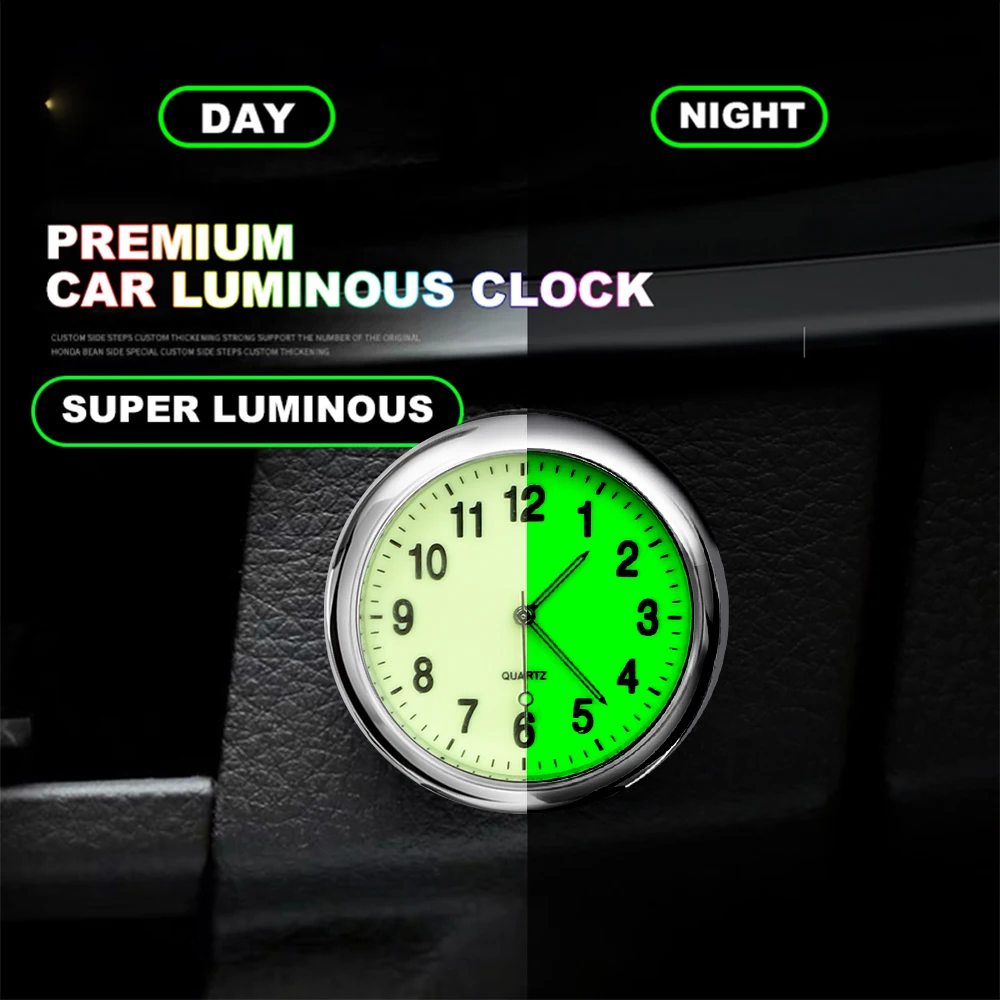 Mini reloj luminoso de moda para coche, reloj Digital adhesivo interno para automóviles, relojes mecánicos de cuarzo, accesorios de adorno para automóvil - imagen 5