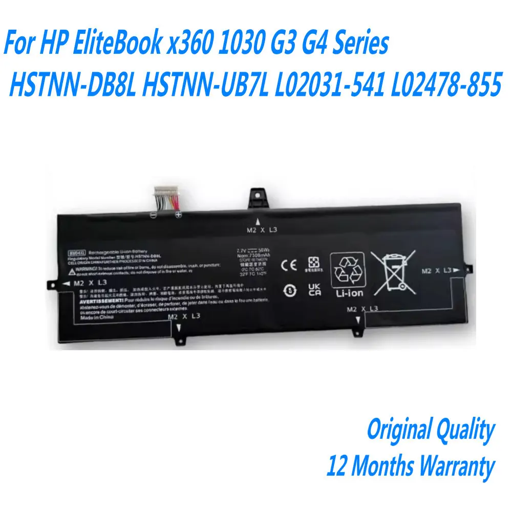 Nueva batería de ordenador portátil 7,7 V 56,2 WH BM04XL para HP EliteBook x360 1030 G3 G4 Series HSTNN-DB8L HSTNN-UB7L L02031-541 L02478-855