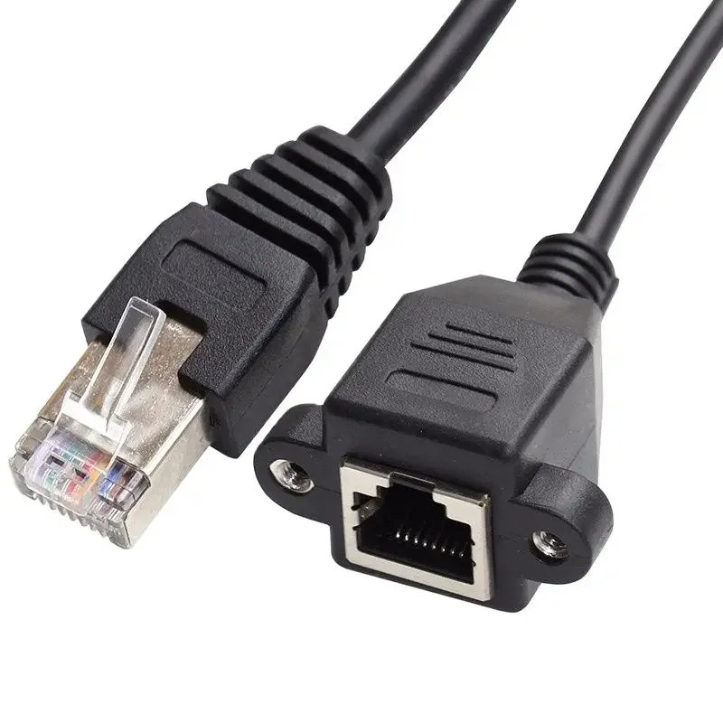 RJ45 8P8C FTP STP UTP Cat 5e Cable de extensión de red Lan Ethernet macho a hembra 30cm 60cm 1m 1FT 2FT 5FT con orificios de montaje en Panel