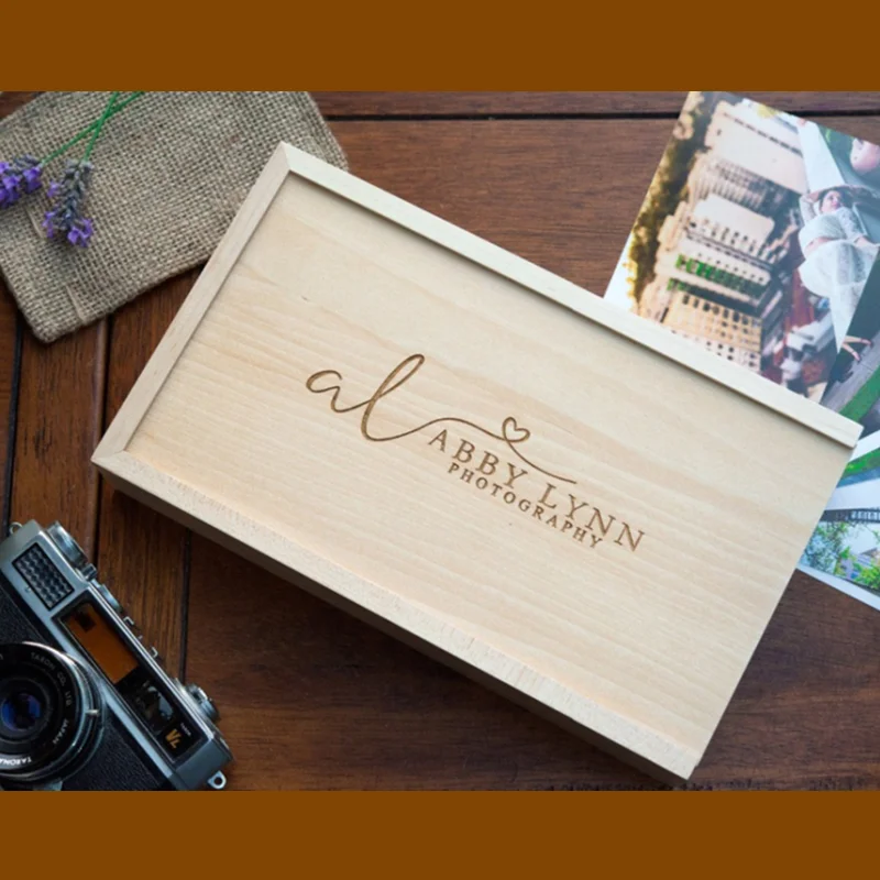 Caja de álbum de madera con logotipo de grabado láser personalizado gratis (foto de 5*7 pulgadas) y unidad colgante USB 3,0 de madera de 256GB 128GB 64GB 32GB 16GB - imagen 3