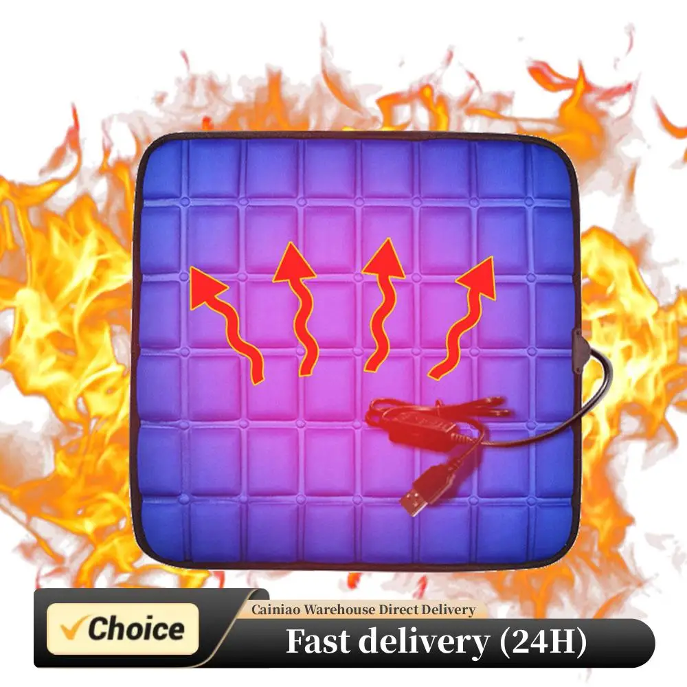 Cojín calefactor para coche, cómodo calentador de asiento con Cable USB para cigarrillos, calentamiento rápido, eléctrico, temperatura cálida ajustable para invierno