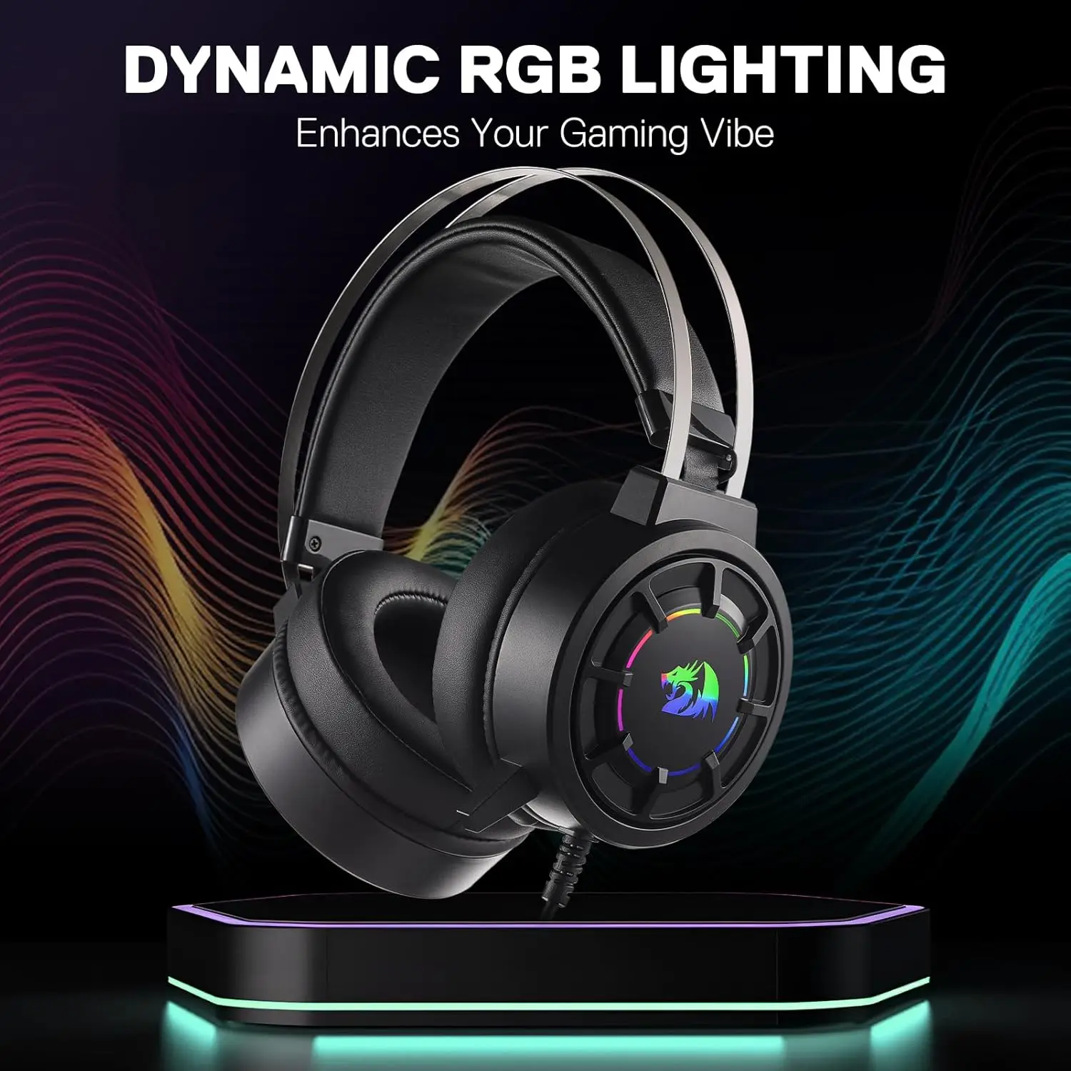 Auriculares para juegos Redragon H314 RGB: auriculares para computadora con cable con controladores de 40 mm, conexión USB, diseño liviano y hoja de PU suave - imagen 3