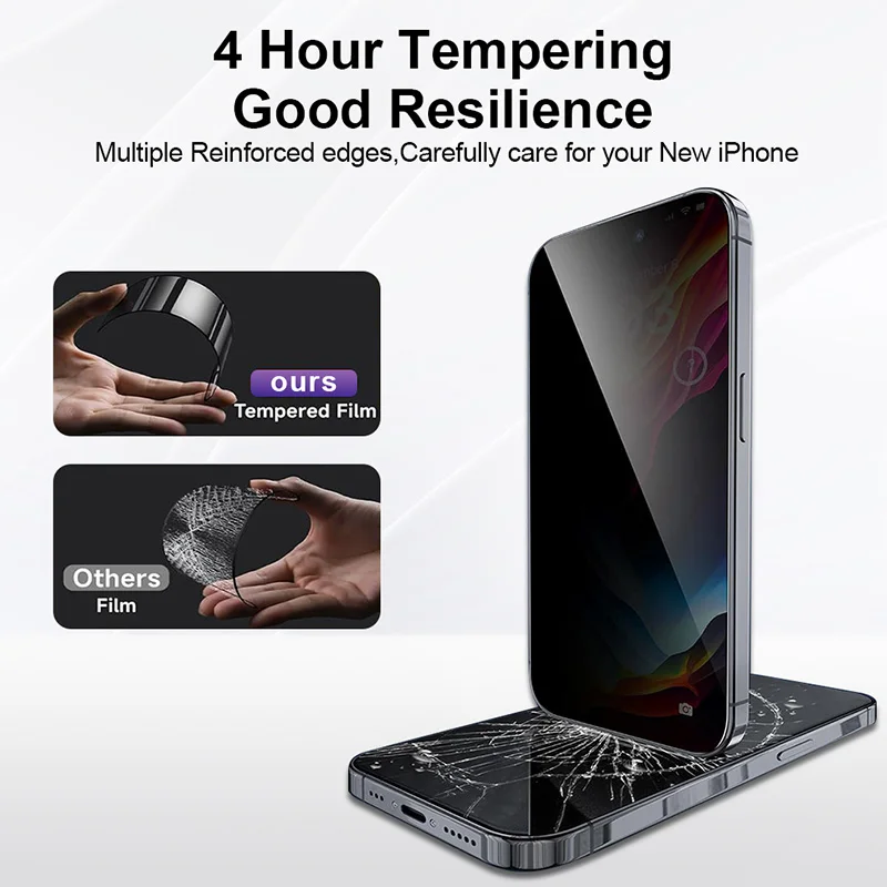 Película templada Antiespía Yangpaly Fácil instalación Protector de pantalla de privacidad para iPhone 16 15 14 Plus 13 12 11 Pro Max X XS XR - imagen 2