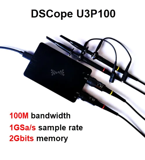DSCope U3P100 1GSa/s 100mhz PC osciloscopio usb digital Doble tasa de muestreo ancho de banda analógico dual con interfaz FFT GUI - imagen 2