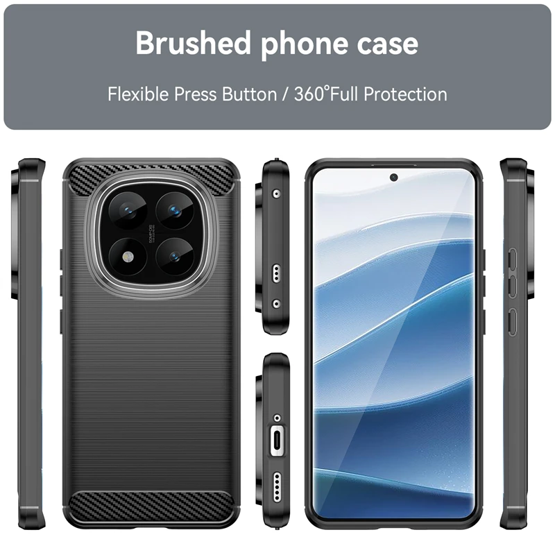 Para Redmi Note 14 Pro 5G funda Xiaomi Redmi Note 14 Pro 5G Capas parachoques fibra de carbono TPU Fundas suaves Redmi Note 14 Pro 5G - imagen 3