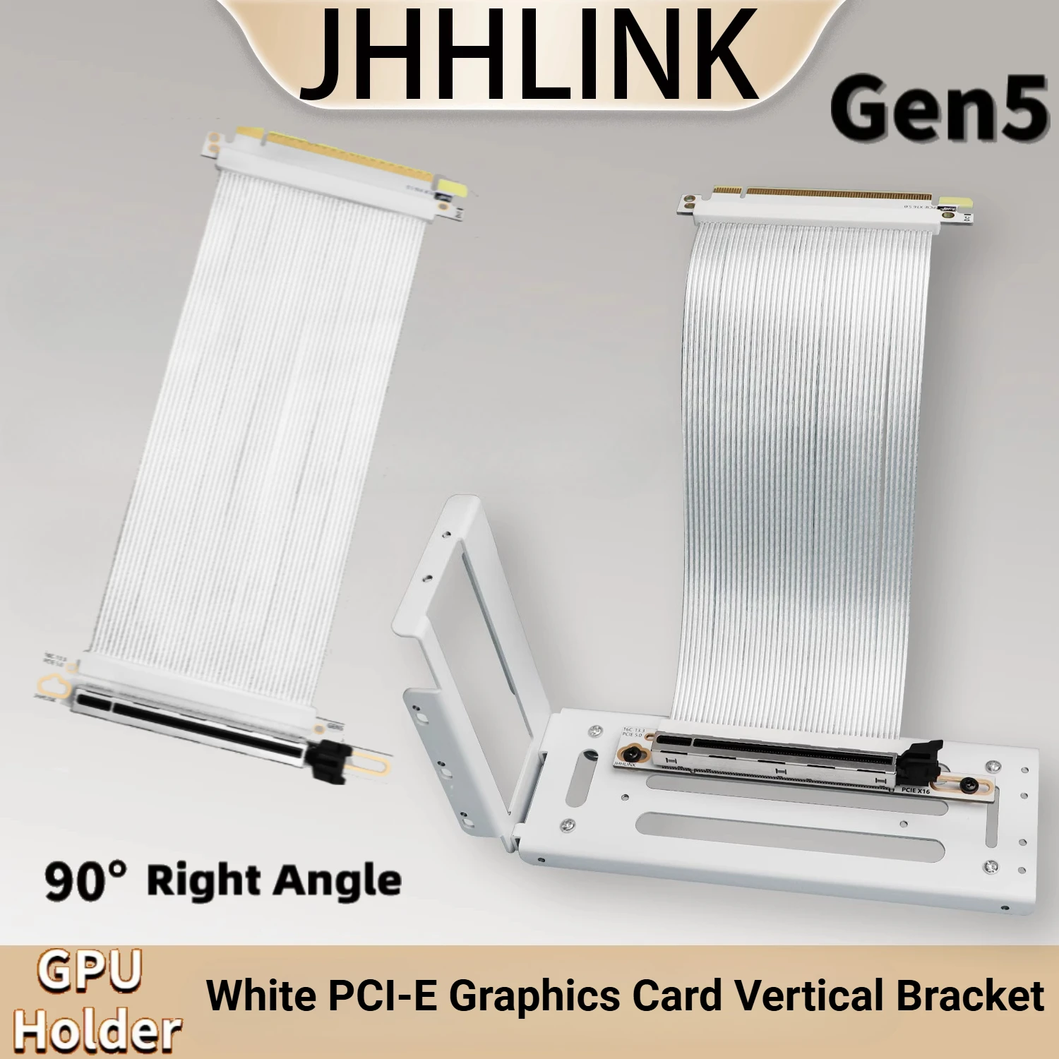 Nuevo Cable elevador PCIE 5,0 16X blanco de 10-50CM PCI Express 5,0 extensor de tarjeta gráfica Flexible Gen5 de alta velocidad 90 °   Adaptador GPU - imagen 3