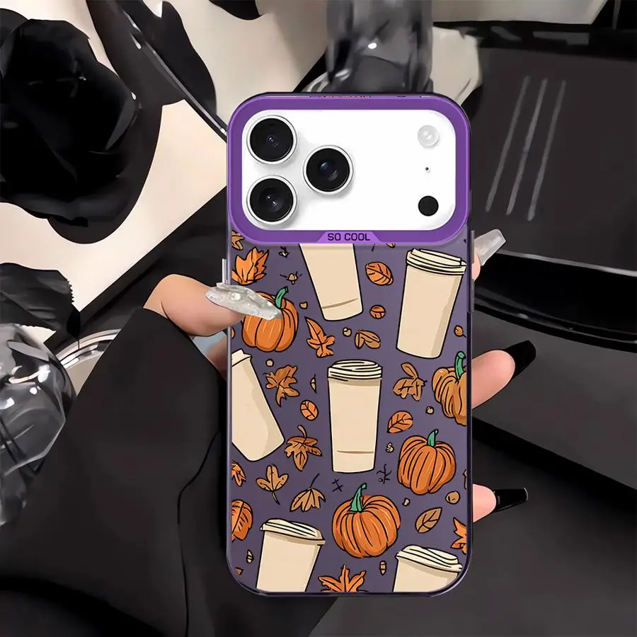 Funda trasera de teléfono para iPhone 16 17 Pro Max 14 XS 17Air 16e 15 Plus XR 12 13 11 hoja de arce de calabaza de dibujos animados - imagen 4