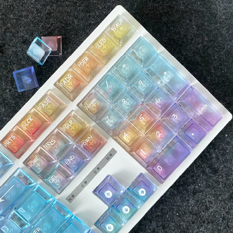 Rainbow Shine Through PC Keycap Set 119 teclas Perfil Cherry para teclado mecánico RGB MX Switch - imagen 2