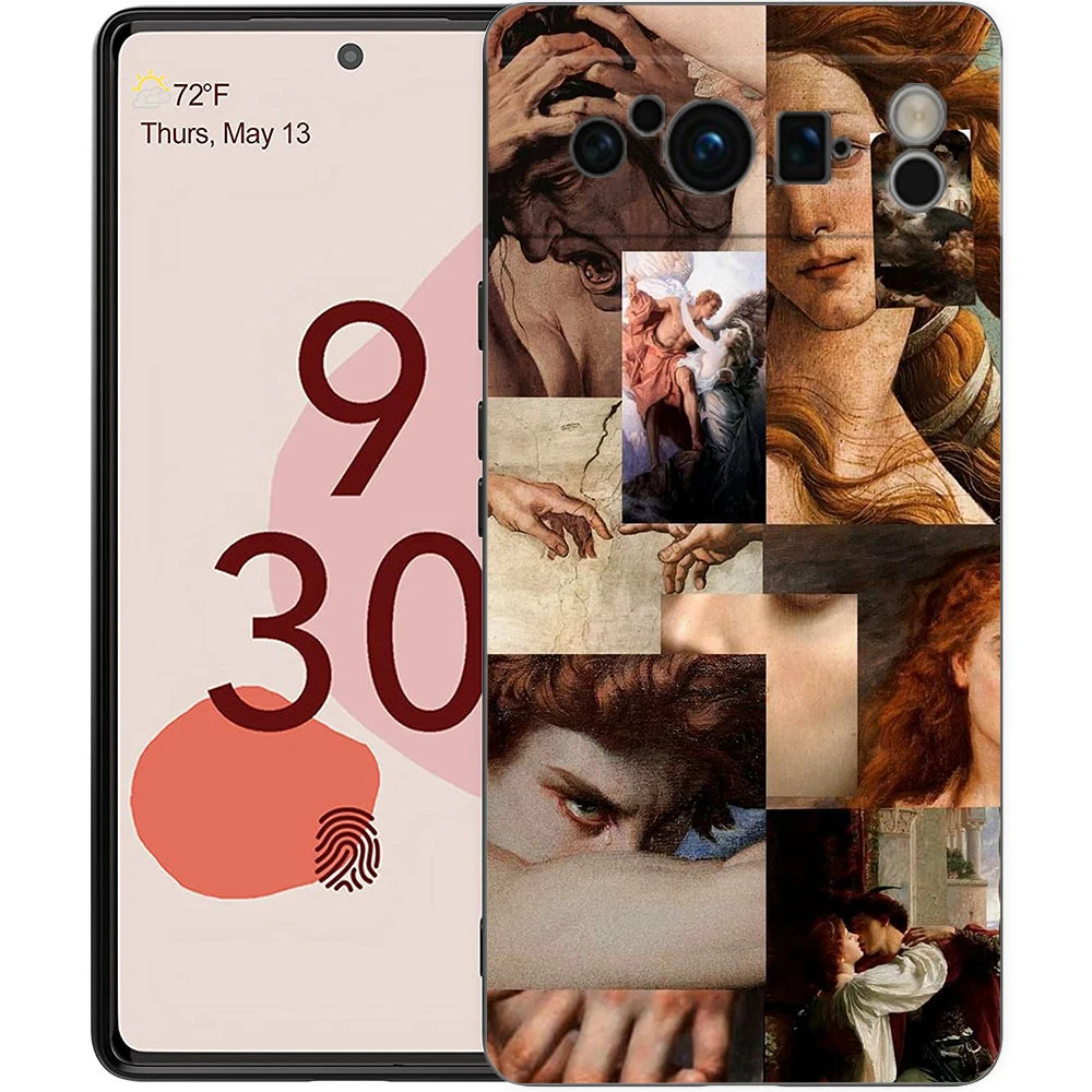 Pintura de arte renacentista para Google Pixel 8 7 6 Pro 6A 5G, funda de teléfono negra, funda trasera suave a prueba de golpes, carcasa de silicona TPU - imagen 3