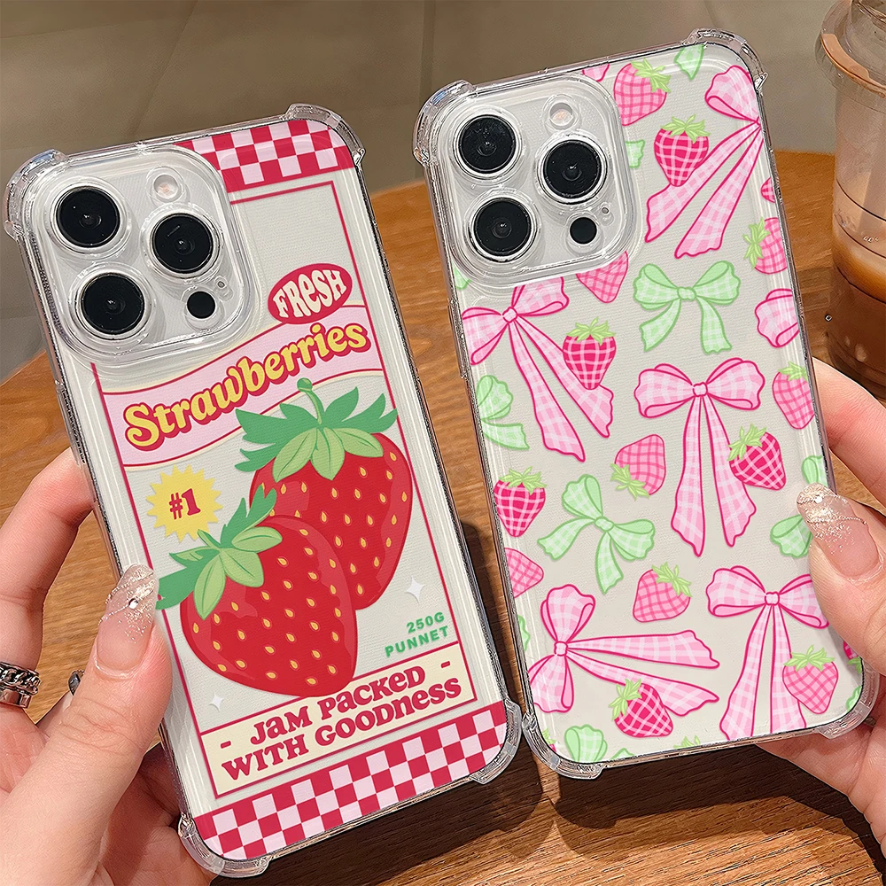 Funda de teléfono transparente anticaída con lazo de fresa para Xiaomi Redmi 14C 13C 12C K50 K40 Note 14 13 12 11 10 9S A1 A2 Pro Plus 4G 5G - imagen 2