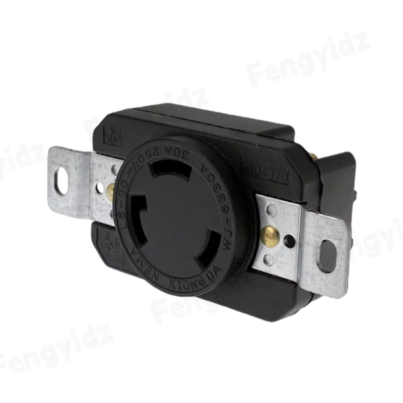 Fengyidz negro americano 30A 250V NEMA L6-30P L6-30R US 3 orificios antiapagado enchufe de alimentación industrial conector de cable en línea - imagen 4