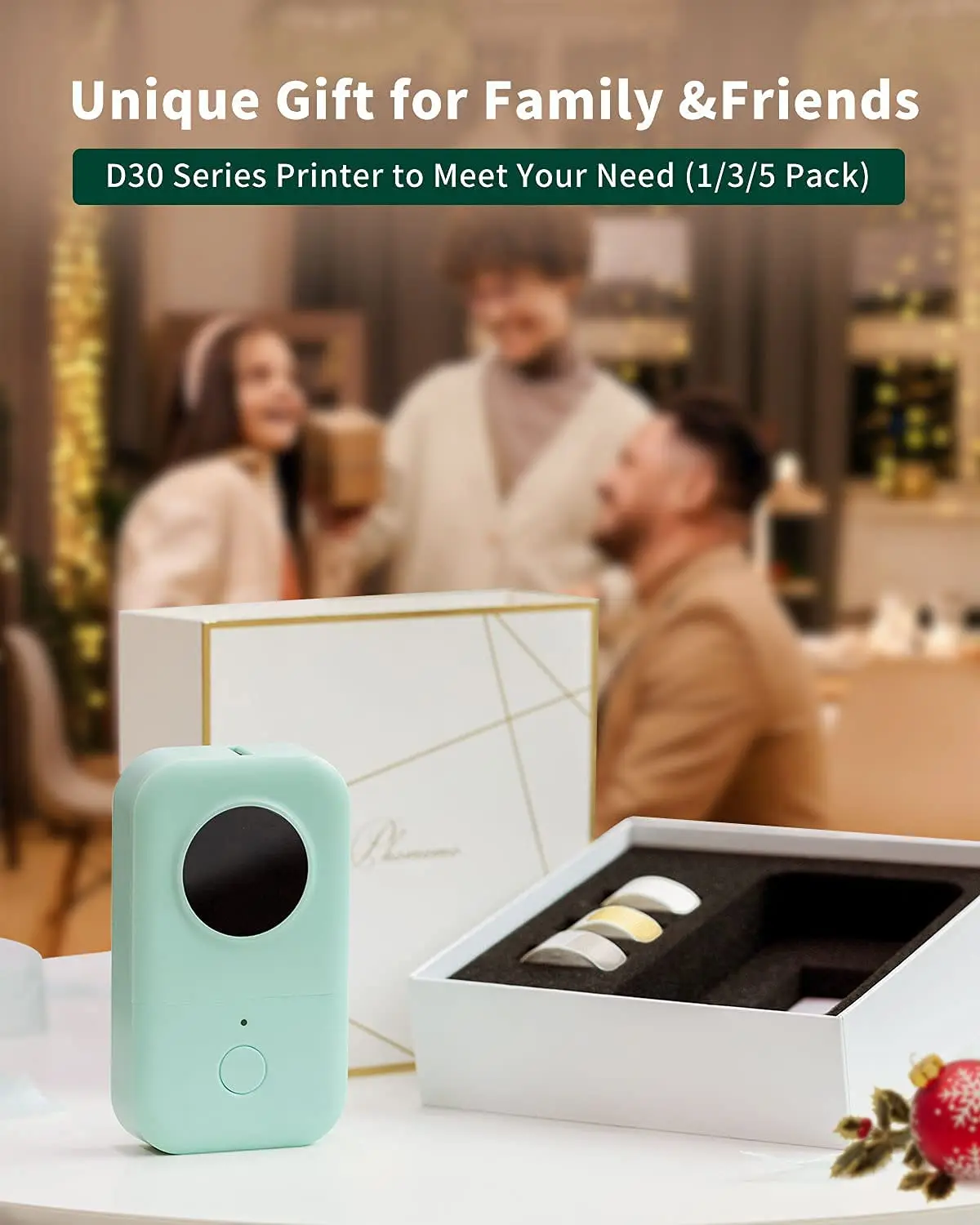 Phomemo-máquina portátil D30 para hacer etiquetas adhesivas, impresora térmica de mano con caja de regalo de 5 rollos para el hogar, la Oficina y la escuela - imagen 5