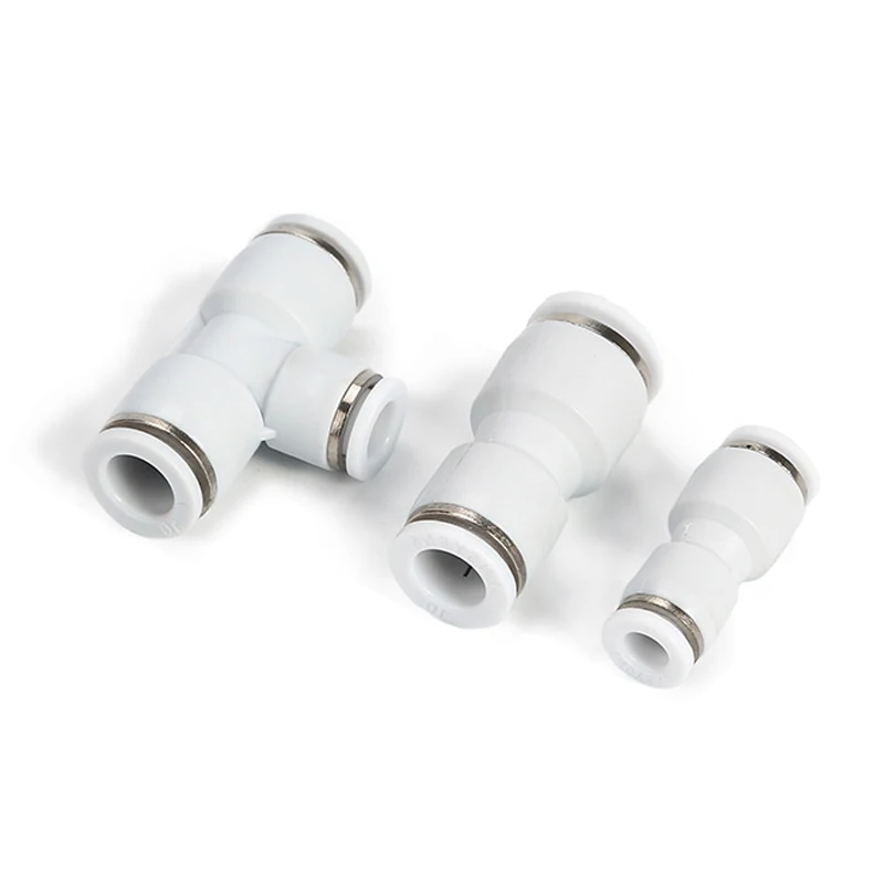 Conector rápido de enchufe rápido de diámetro Variable de tres vías recto neumático blanco PG6-4 PEG8-6 PW10-8 Accesorio neumático - imagen 5