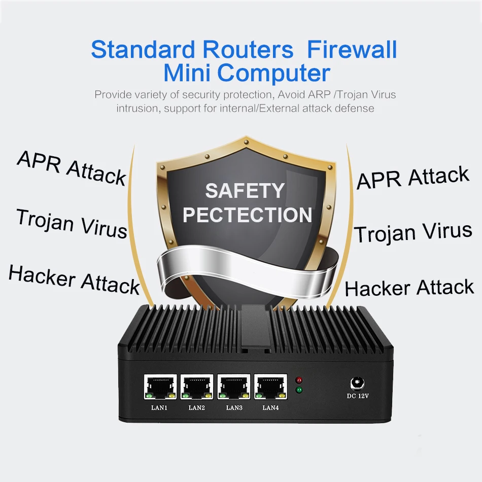 Mini PC sin ventilador 4 LAN Celeron J1900 N2830 enrutador firewall Pfsense Windows OpenWrt Debian PC Industrial servidor de ordenador - imagen 3