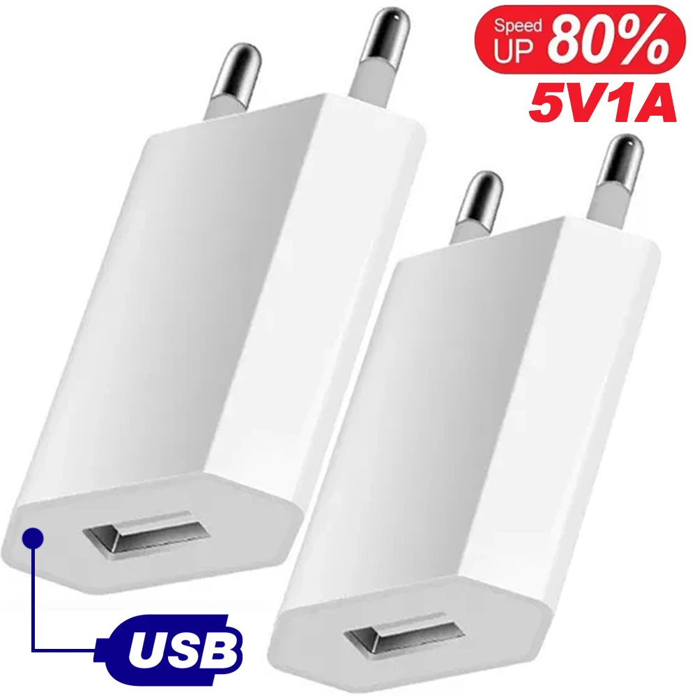 1-6 uds cargador de teléfono USB Universal enchufe 5V 1A enchufes de la UE cargador de carga de pared de viaje adaptador de corriente para IPhone Samsung Mi Google