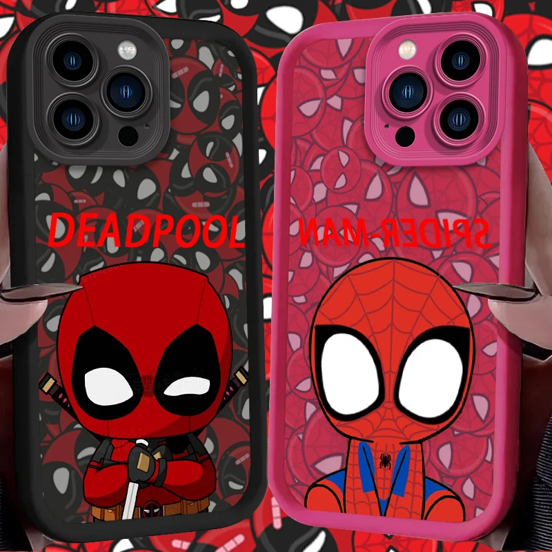 Funda de teléfono Marvel Cute Deadpool Spider-Man para iPhone 17 Air 16 16E 15 14 13 12 11 Pro Max X XS X S Max XR SE 2020 SE4 7 8
