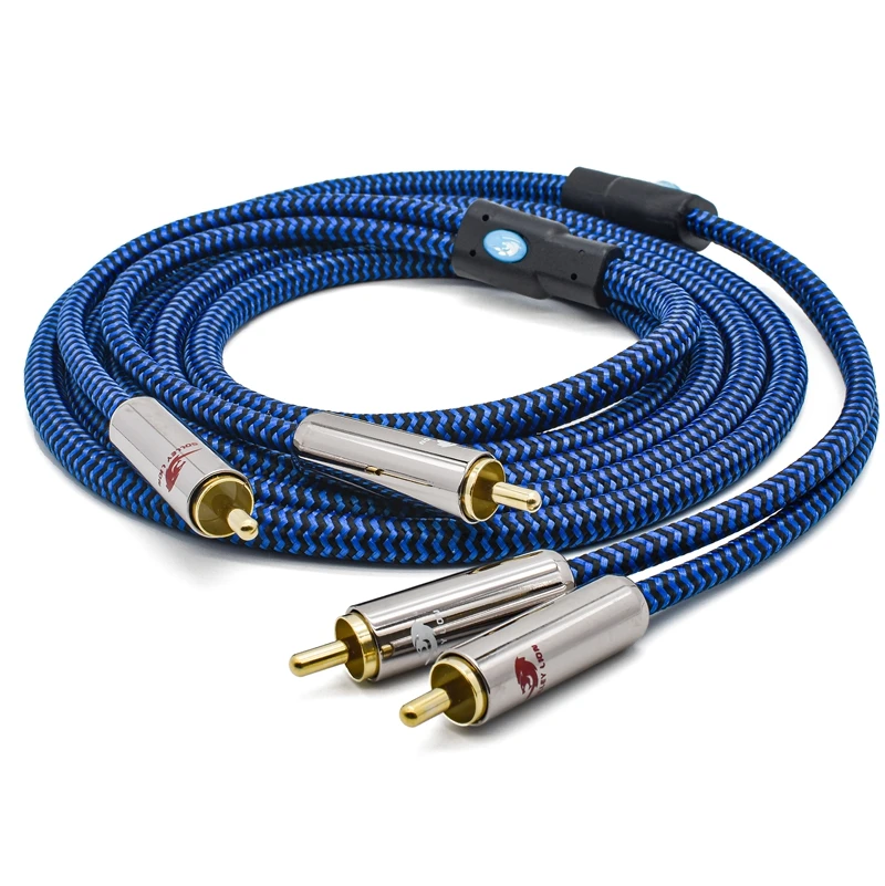 Cable de Audio RCA Dual Audiophile para amplificador, altavoz Subwoofer, DVD para coche, Cable de blindaje 2RCA a 2RCA, 1M, 2M, 3M, 5M, 8M, 10M - imagen 2