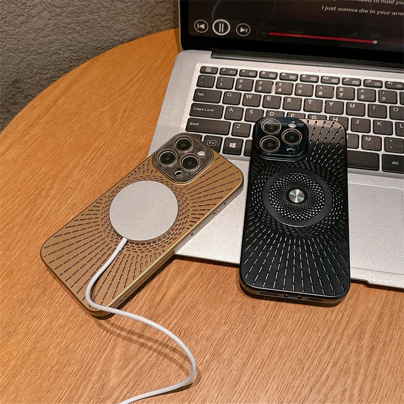 Para iPhone 12 13 14 15 16 Pro Max disipación de calor magnética Magsafe funda de teléfono Protector de cámara de vidrio funda ultrafina a prueba de golpes - imagen 4