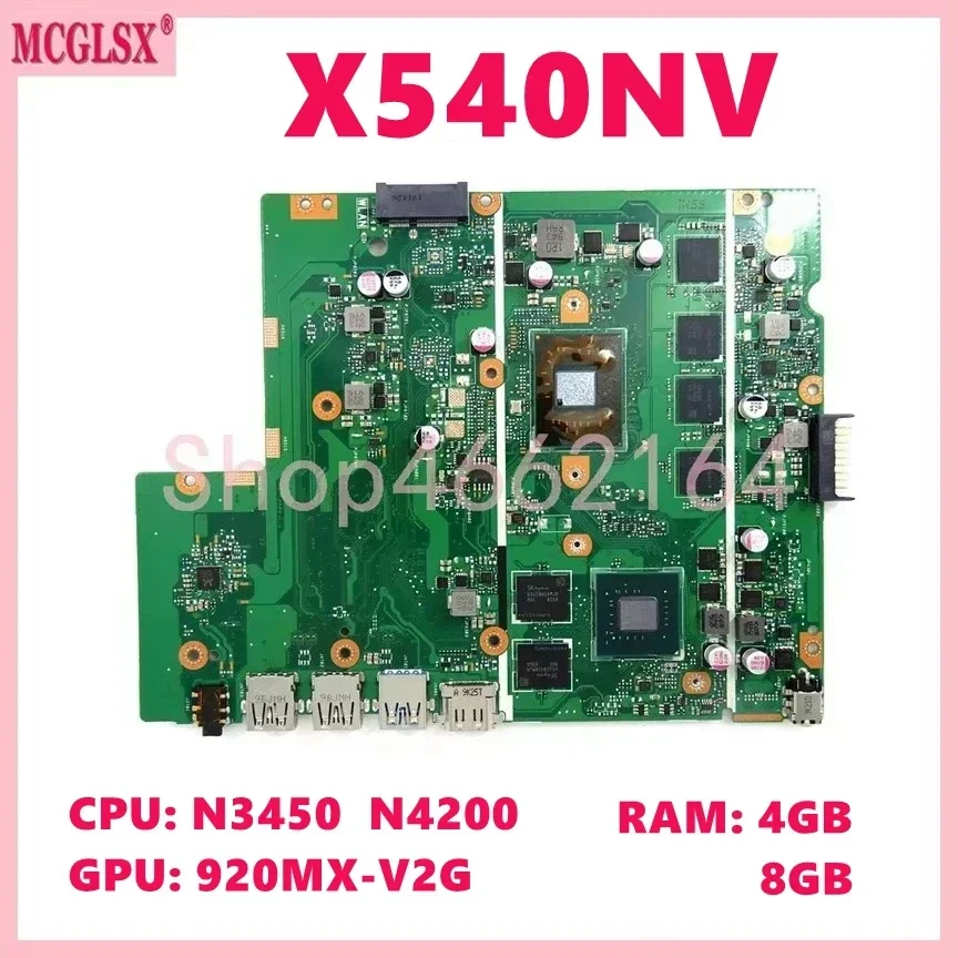 Placa base para ordenador portátil X540NV N3450 N4200 CPU 4GB-RAM 920MX GPU para ASUS X540NV X540N D540NV F540NV A540NV R540NV X580NV - imagen 2