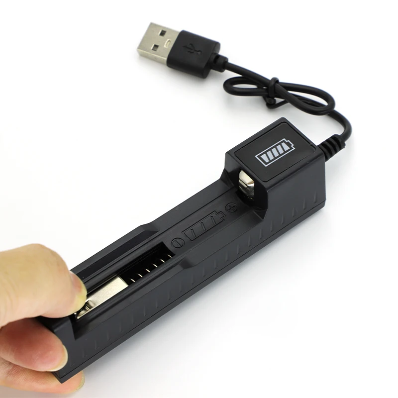 18650 Cargador de batería de 1 ranura USB Universal inteligente carga rápida cargador de batería de litio recargable para 14500 16650 14650 18500 - imagen 4