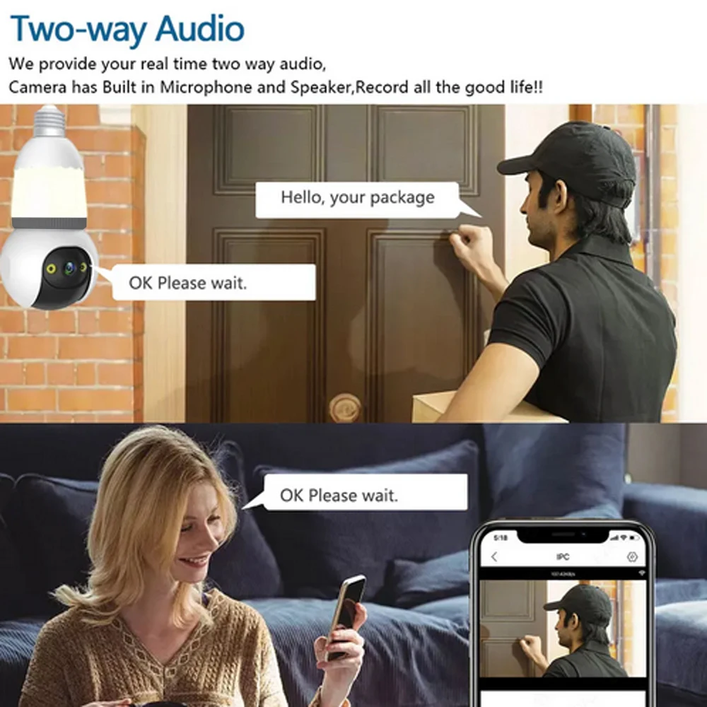 Cámara IP Tuya, bombilla de 5MP, WiFi, seguridad para el hogar, aplicación Smart Life, seguridad 1080P, cámara con bombilla CCTV - imagen 3