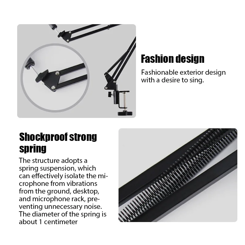 Micrófono de escritorio Flexible profesional, soporte de brazo de tijera ajustable colgante para transmisión de Podcast, soporte para micrófono de Youtube - imagen 5