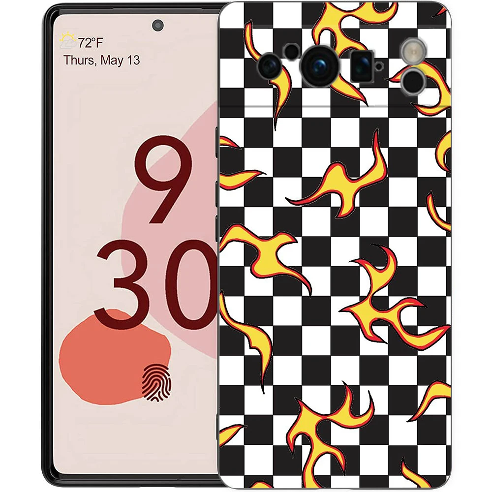 Funda de teléfono con diseño de tablero de ajedrez para Google Pixel 10 9 8 7 6 Pro XL 9A 8A 6A 7A 5G, funda negra de TPU suave a prueba de golpes - imagen 4