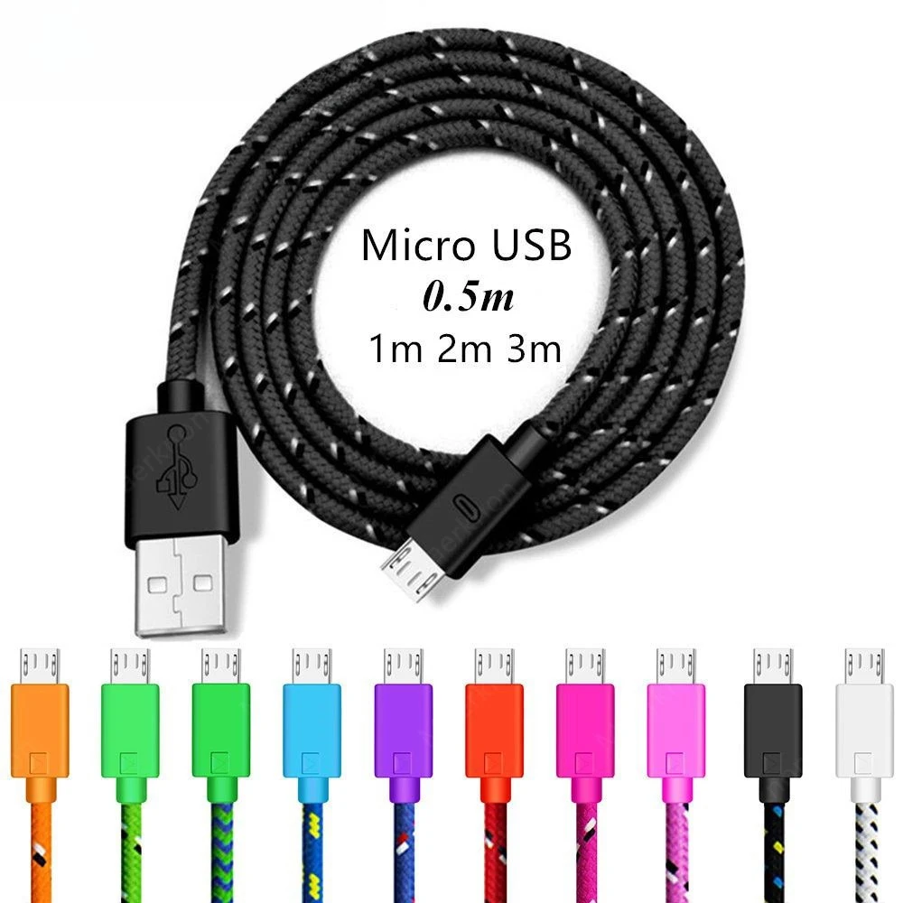Cable Micro USB de 2,4 A, cargador de teléfono móvil de carga rápida, Cable de fecha para Samsung, Xiaomi, Huawei, Cable de sincronización de datos trenzado Micro nailon - imagen 2