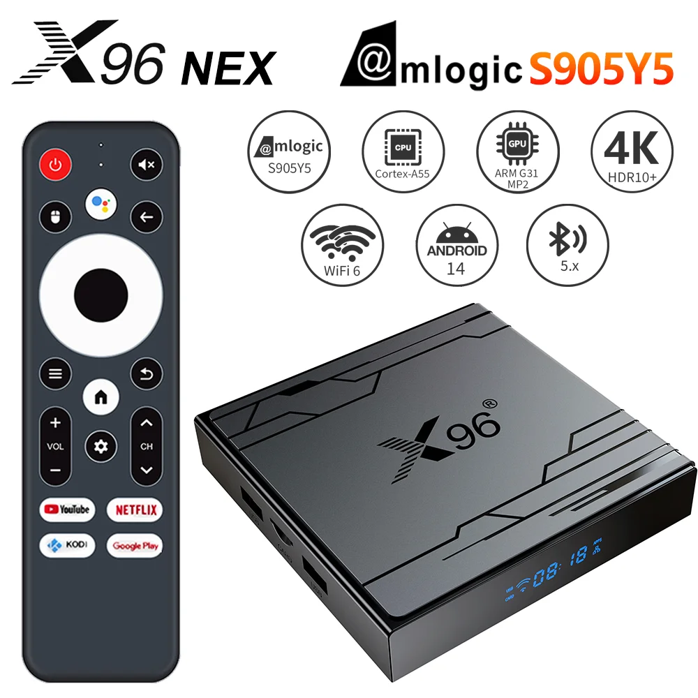 Caja de TV inteligente Original X96 NEX Android 14 Amlogic S905Y5 4GB32GB HDR10 + 4K WIFI6 BT5.X reproductor multimedia decodificador - imagen 2