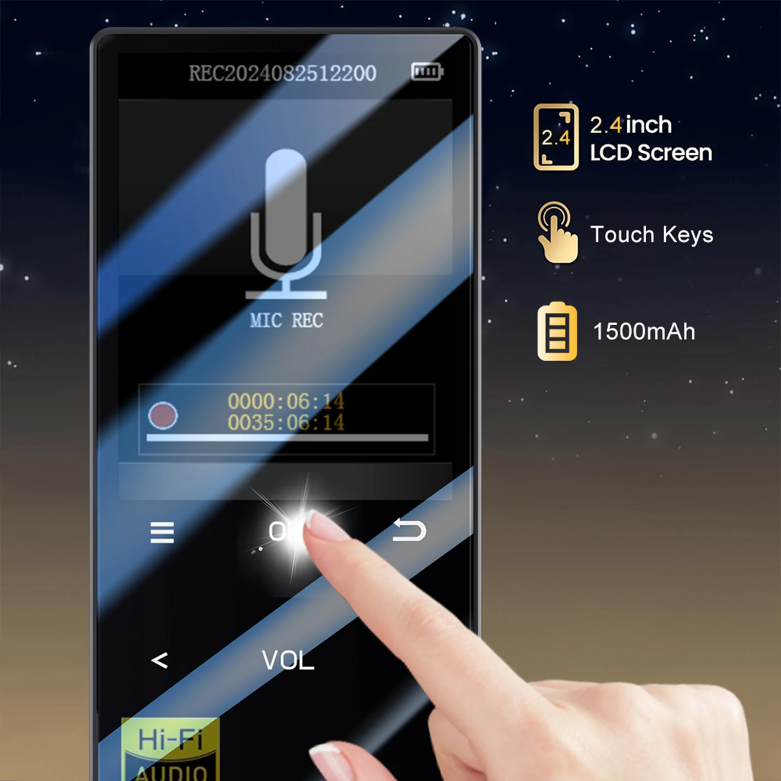 Reproductor de música digital sin pérdidas E-Book Reproductor de MP3 de alta fidelidad digital Radio FM Reproductor de audio de música digital con BT 5.4 para correr y viajar