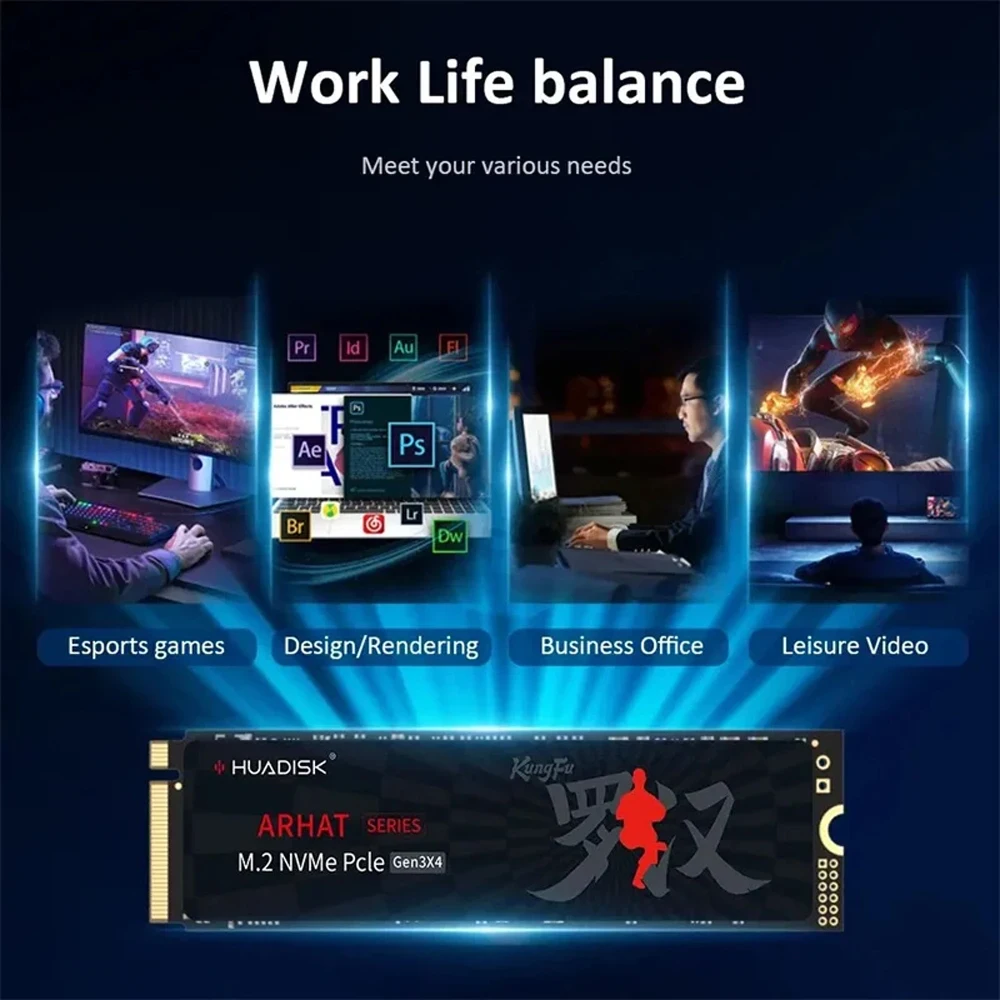 Huadisk SSD NVMe M2 1TB 512GB Internal SSD Drive PCIE3.0 3000MB Speed for GIGABYTE/MSI/ X99 X79 for DIY Gaming Computer PC - imagen 5