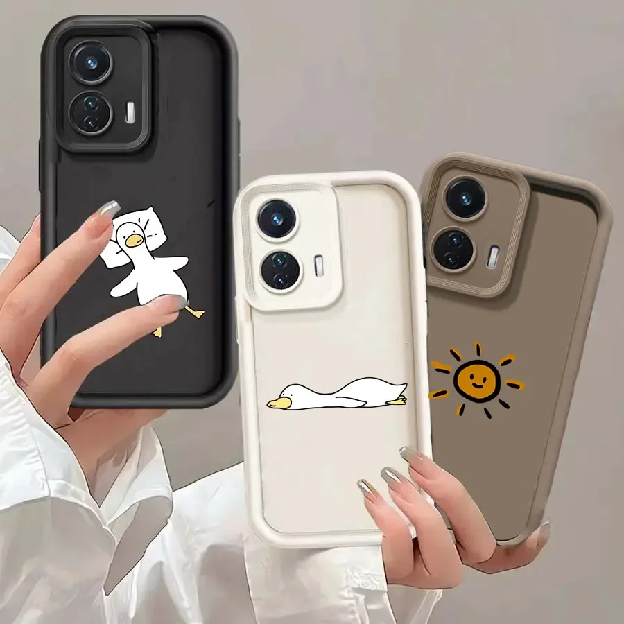 Funda divertida de pato, Luna y estrella para Motorola Moto Edge 40 Neo 50 Fusion Pro G85 E14 G54 5G G34 G24 G14 G32 G52 E32, funda de silicona suave