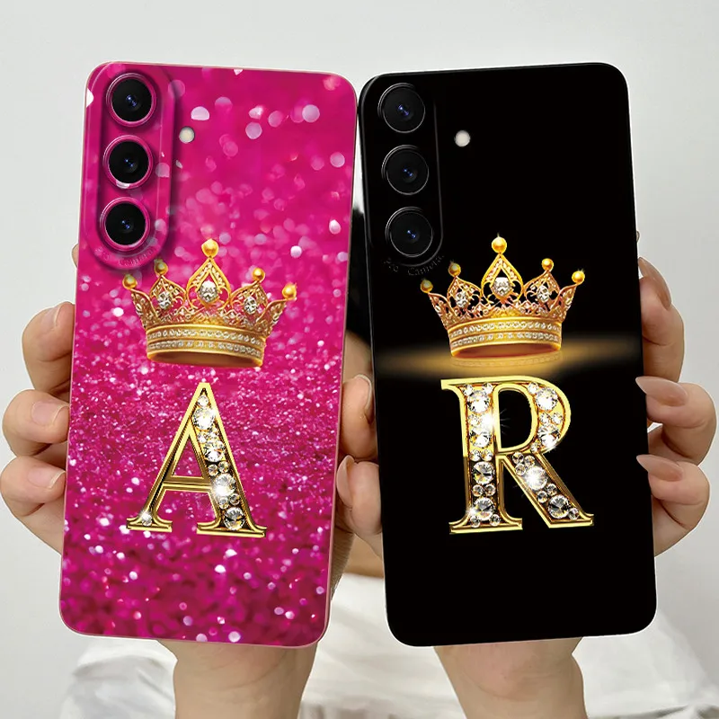 Para Samsung Galaxy S26 Funda de silicona líquida corona letra Funda para Samsung Galaxy S26 S 26 Ultra Plus Funda protectora para teléfono