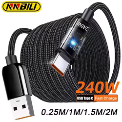 Cable USB-C NNBILI 240W QC 3.0 LED – Carga Rápida para Móviles