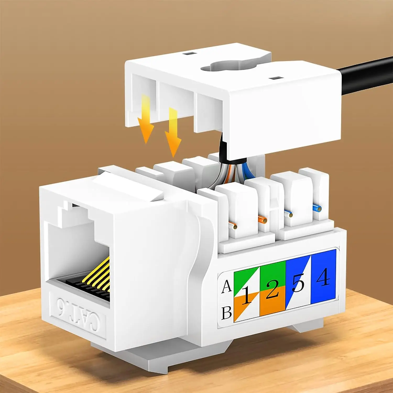 ZoeRax 10 Uds Cat6 Keystone Jack, conector perforador Ethernet, adaptador de pared acoplador de módulo de 90 grados, Compatible con Cat5/5e/6 - imagen 4