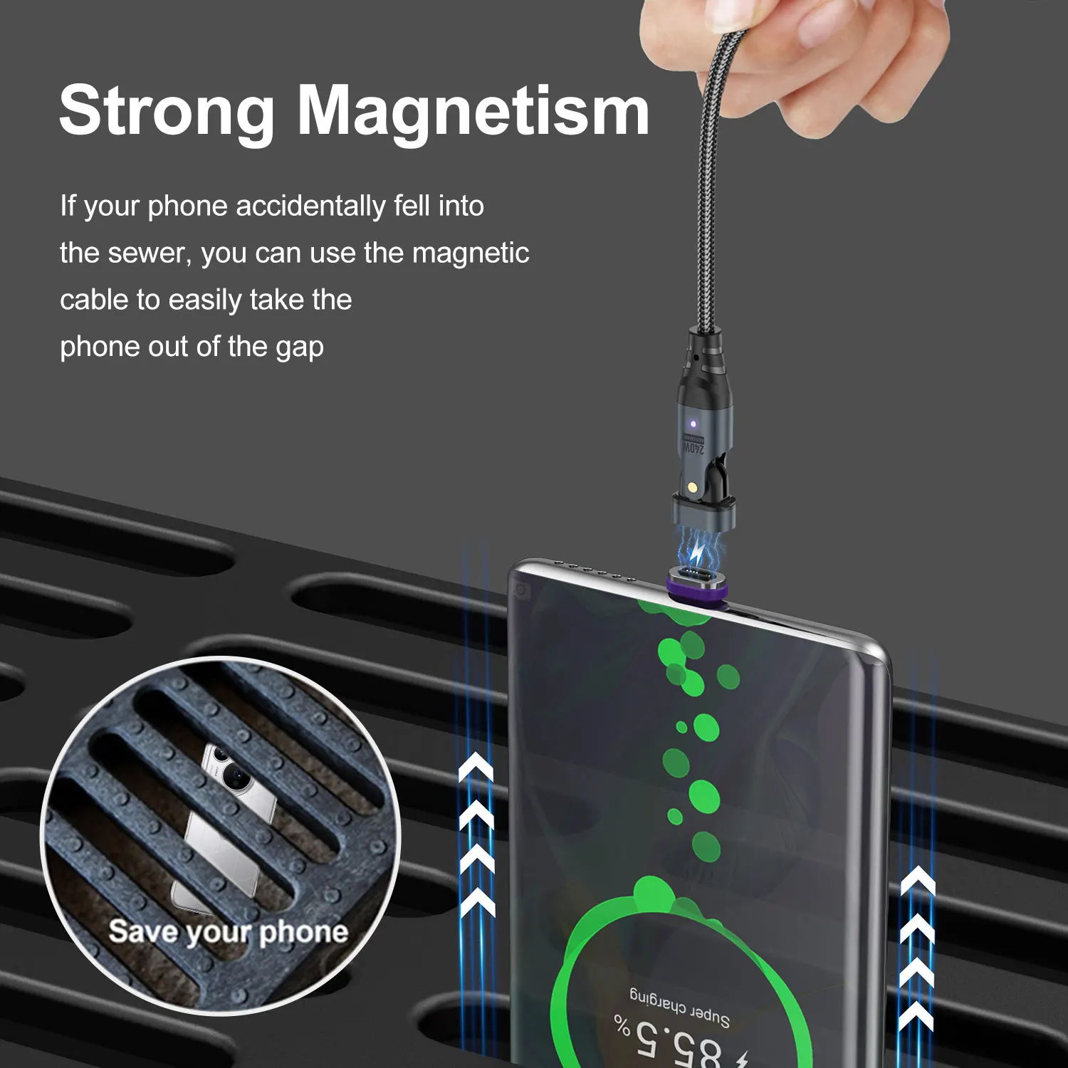 PD3.1 Cable de carga rápida magnético de 240W Cable de datos tipo C 5A para tableta portátil Xiaomi 14 iPhone 16 15 Pro Max POCO Oneplus Realme - imagen 5