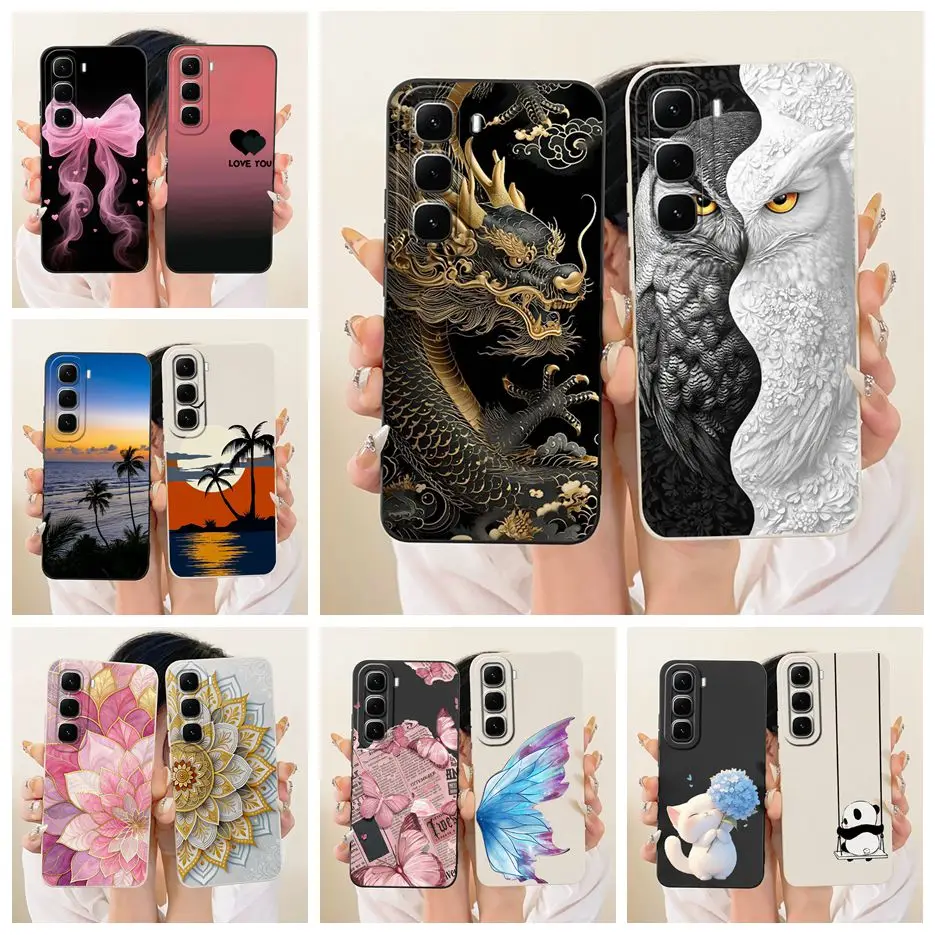 Para Infinix Hot 60 funda caliente 60i 4G Cool Owl Dragon cubierta pintada suave TPU funda de teléfono para Infinix Hot 60 Pro Plus Hot60 i 4G bolsas
